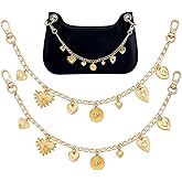 PH PandaHall 2pcs Decorative Bag Chain, 12.6" Heart Charm Purse Chains with Swivel Clasps Golden Heart Pendant Accessories Decorative Chains for Handbags Purse Shoulder Tote Bag Key Chain