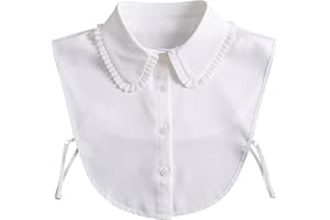 Airniese White Collar for Women,Ruffled Detachable Half Shirt,Half Shirt Blouse False Collar Folding Design for Women Girls