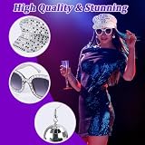 Dreamtop 3Pcs Silver Sequin Hat Set for Abba Women Disco Party Costume view 5