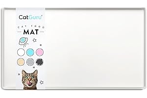 CatGuru Cat Food Mat, Small & Large Pet Placemat, 100% Waterproof Cat Feeding Mat, Silicone Mats for Cats Bowls, Non-Slip Mats for Pet Food and Water Bowl or Fountain (Large, Marshmallow)