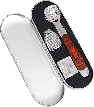 Amazon 角質リムーバー ステンレス製 角質 うおの目削り 固い角質層のお手入れに 握りやすい木製グリップ 替え刃10枚付 角質用やすり 一本二役 水洗い可 踵ヤスリ フットファイル 専用ケース付 Fmtglywod41 Focusmart フットスクラブ