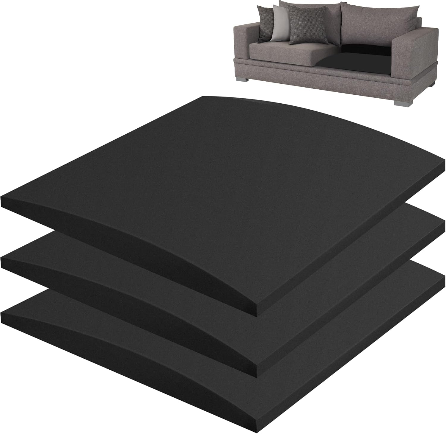GIONAR 3PCS 50 x 50cm Sofa Cushion Support for Sagging Seat-Sofa Support Boards-Repair Foam- High-Density Sag Repair Replacement for Loveseat Chair balck