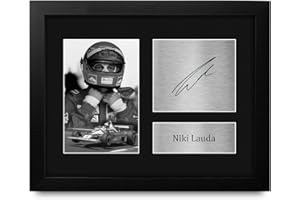 HWC Trading Niki Lauda Formula 1 Framed Gifts Printed Signed Autograph Picture for F1 Formula 1 Racing Fans - US Letter Size
