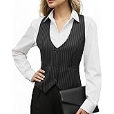 ELLEVEN Women‘s U-Neck Plaid Vest - Slimming Fitted Sleeveless Top with Lining for Business Casual