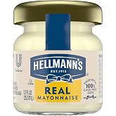 Hellmann's Real Mayonnaise Mini Jars, 1.2 Fl Oz, 72 Pack | 100% Cage Free Eggs, Gluten Free, Vegetarian, Balanced Flavor, Smooth Texture, Superior Emulsion, for Room Service &amp; Catering