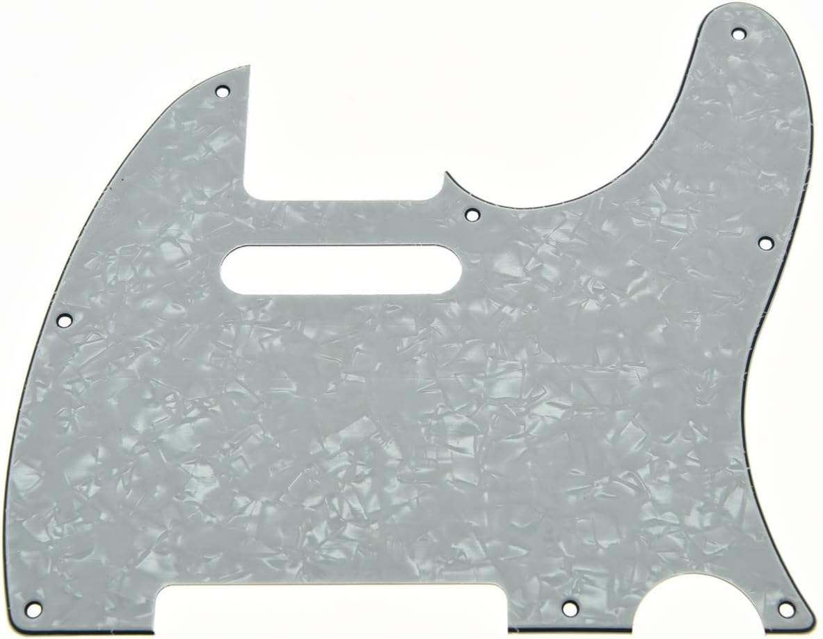KAISH White Pearl Tele Guitar Pickguard Scratch Plate for Fender Telecaster, Without Neck Pickup Mounting Holes