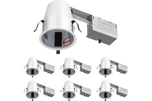 Anyhome 6 Pack 4 Inch Recessed Lighting Housing Remodel, 2024 Version IC Rated & Air Tight General Can Light Housing, Recessed Retrofit Downlight Housing, E26 Connector, ETL Listed