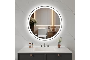 LOVESPEJO 30" Round Black LED Mirror for Bathroom with Front and Backlit, Anti-Fog Bathroom Mirror with Lights, Stepless Dimmable, 3 Color LED Bathroom Mirror, UL Listed, IP54 Waterproof