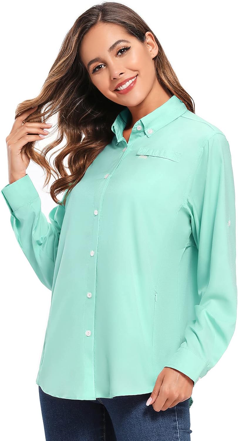 Jessie Kidden Women's Quick Dry Sun UV Protection Convertible Long Sleeve Shirts for Hiking Camping Fishing Sailing : Clothing