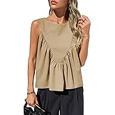 Cicy Bell Womens Peplum Babydoll Tank Tops Summer Sleeveless Loose T Shirts Casual Shirred Flowy Tops