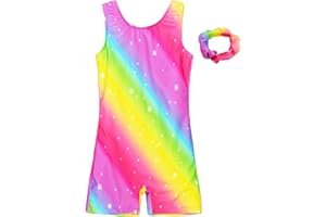 JESKIDS Leotards for Girls Gymnastics with Shorts Dance Biketards Tumbling Matching Hair Scrunchie 3~15 Years
