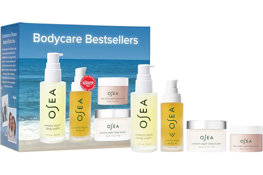 OSEA Bodycare Bestsellers Skincare Set – 4-piece Body Travel Set – 1oz – Body Oil, Body Butter, Body Scrub, & Body Wash