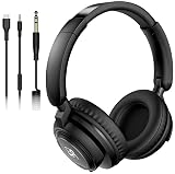 BeAttack Wired Over Ear Headphones Studio Monitor & Mixing DJ Stereo Headsets with 50mm Drivers and 1/4 to 3.5mm Jack for Cellphone Type C AMP Computer Recording Podcast Keyboard Guitar Laptop Black