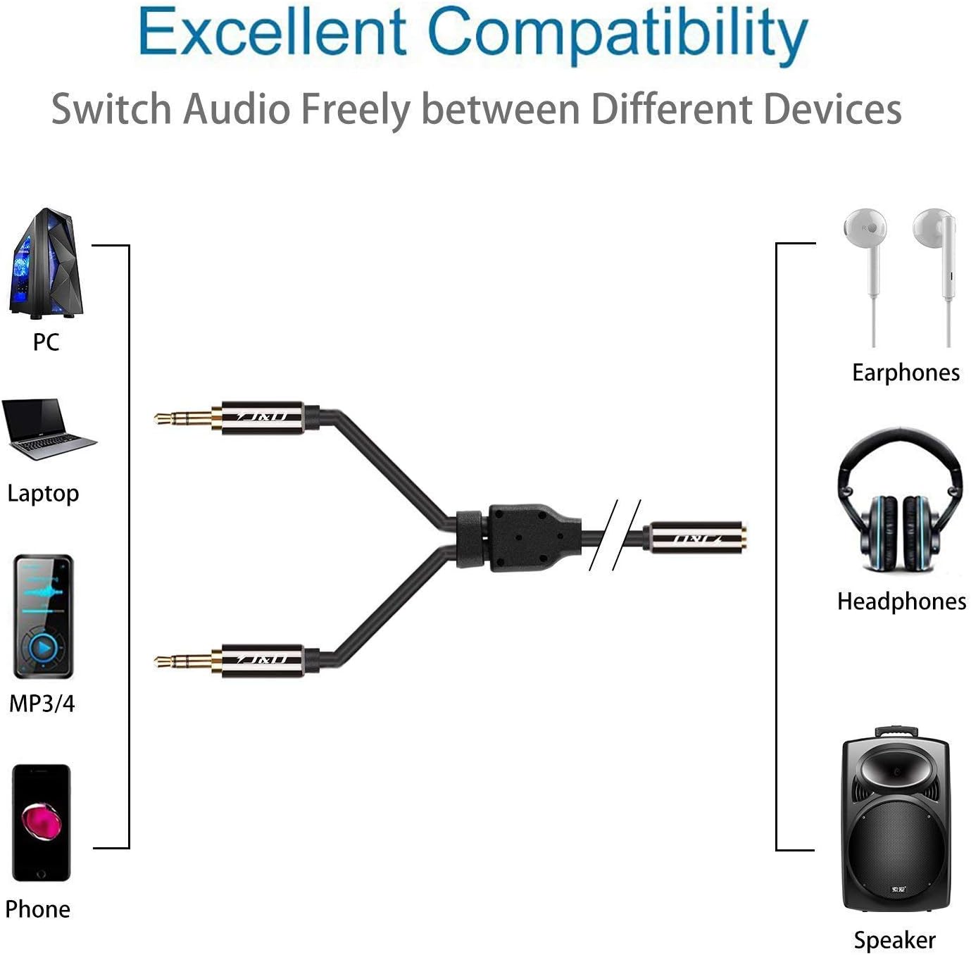 J&D 3.5 mm to 2 X 3.5 mm Cable - Image 5