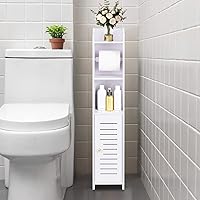 LuiceABC Toilet Paper Holder Stand, Over The Toilet Storage Cabinet for Bathroom, Slim Corner Shelf for Small Space Storage, 