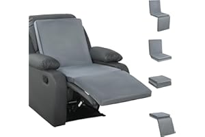 HOMBYS 3-in-1 Recliner Seat Cushion with Lumbar Support Pillow & Footrest, Multi-Functional Adjustable Height 2" to 6" for You to Choose, Non-Slip Foam Chair Cushion for Elderly, Light Grey