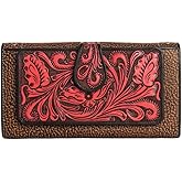 Myra Bag Western Embossed Floral Leather Wallet for Women - Red
