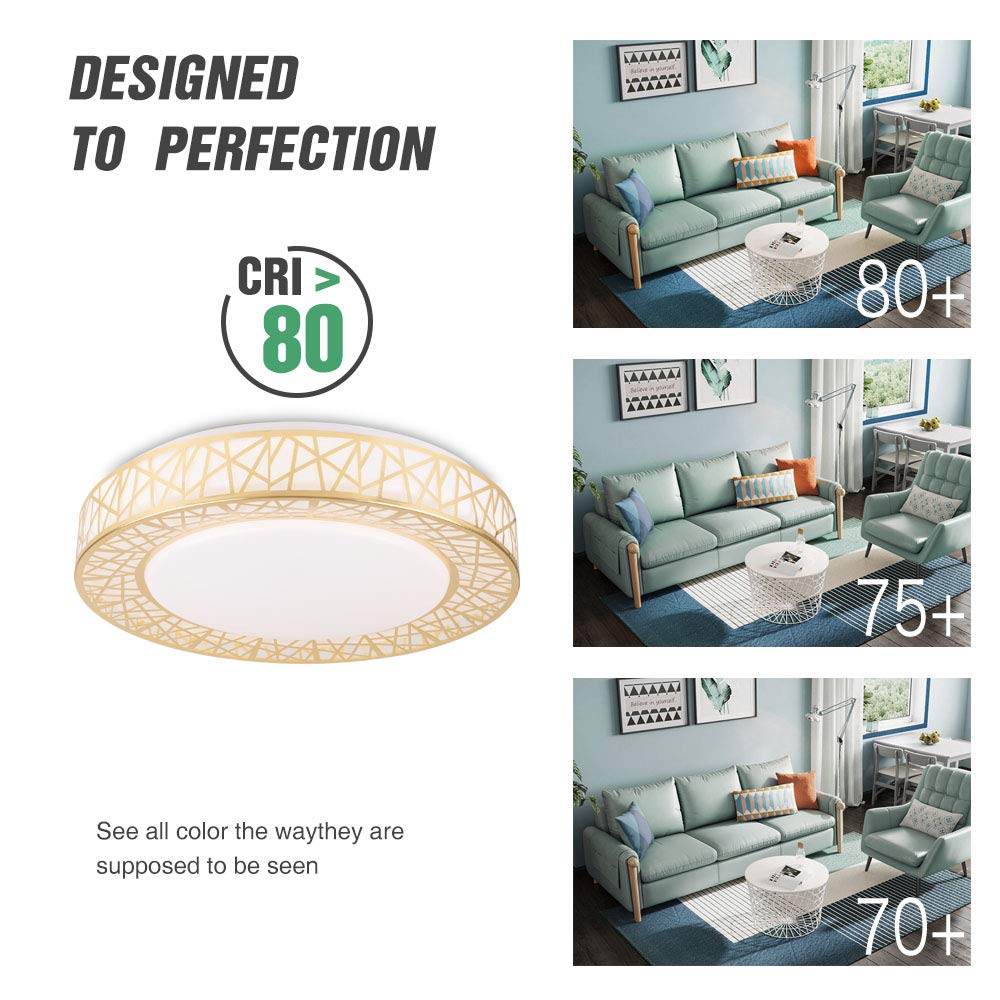 Neporal LED Ceiling Light Fixture,16 Inch-30W-Flush-Mount-Ceiling-Light,3 Color Temperature Light Fixtures Ceiling for Bedroom,Kitchen,Living Room