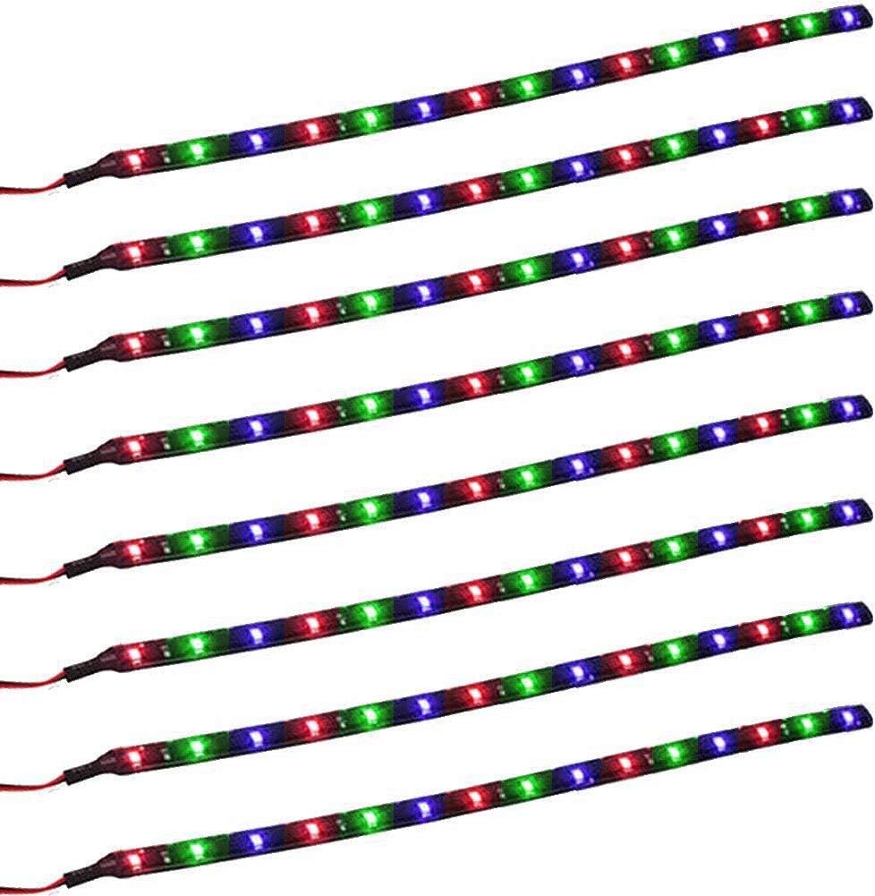 XT AUTO 8pcs 12V Super Bright 30cm 15 LED Flexible Waterproof LED Strip Light for Car Interior & Exterior Decoration DRL Day Running Light Or Boat Bus Garden