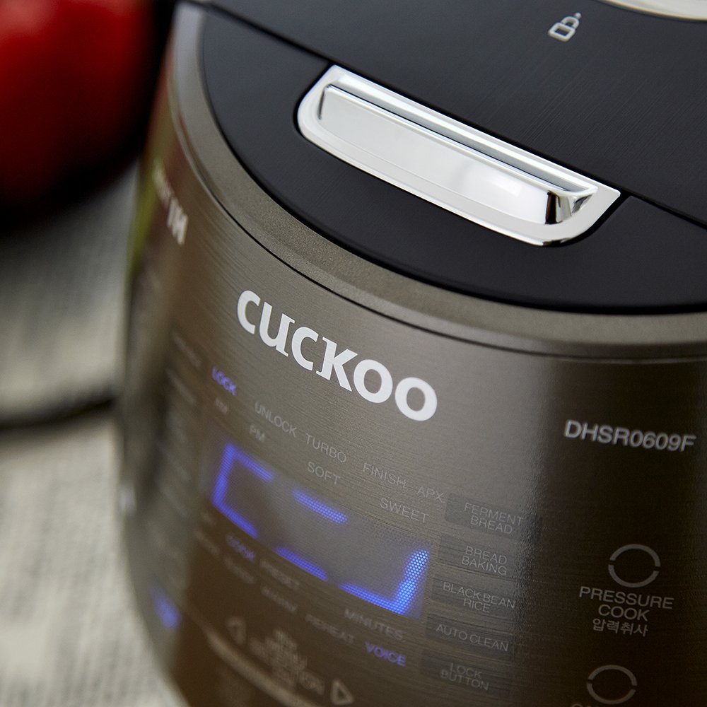 CUCKOO High Pressure Rice Cooker 6-Cup Uncooked / 12-Cup Cooked with Induction Heating Technology, Versatile Rice Maker with 21 Menu Options and Steam Plate, Voice Guide, Dark Gray (CRP-DHSR0609FD)
