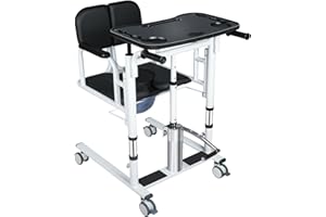 Gasgo 4-in-1 Patient Lift Transfer Chair, 440lbs Chair Cift for Elderly & Disabled – 180° Split Seat, Height Adjustable, Bariatric Assist Device, Black (Black)