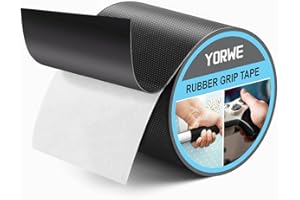 Yorwe Rubber Grip Tape, Ultra-Thin Strong Adhesive Anti-Slip Waterproof Heat Resistant Wear-Resistant Cushion Pad, Making Handles or Contact Surfaces Safer, with Grip and Comfort (Black, 4In x 10Ft)