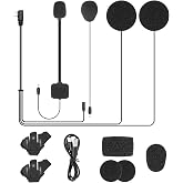 JESIMAIK R16 Pro Motorcycles Bluetooth Intercom Accessories Kit with High Resolution Sound Quality Speakers Headphone Cable (Hard Microphone and Soft Microphone)