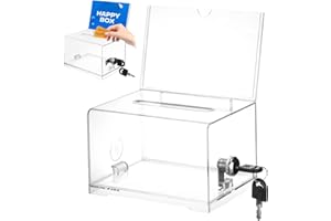 Persiiious 6.3x4.7x4in Clear Ballot Box with Lock, Clear Suggestion Box with Sign Holder, for Fundraising, Voting, Charity, T