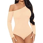 BelleLovin AESLOVIN Women's sexy One Shoulder Long Sleeve Tops T Shirt Bodysuit Jumpsuit