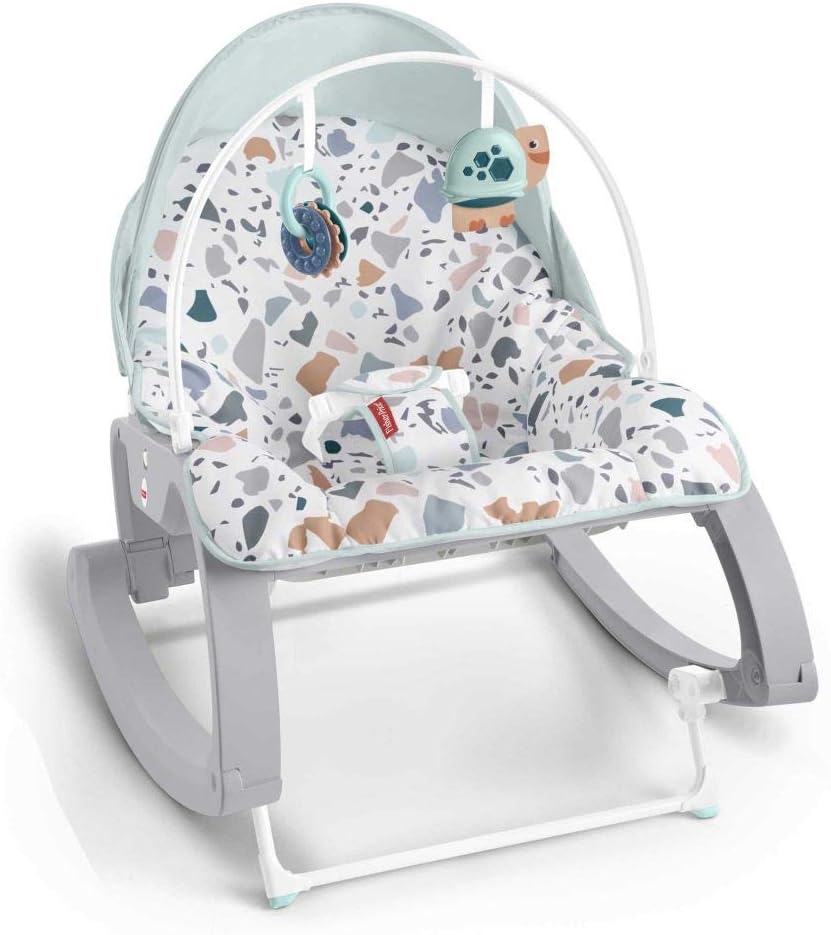 Fisher-Price GMD21 2-in-1 Umwandelbarer Schaukelsitz mit Verdeck, mehrfarbig, für Babys und Kleinkinder zum Füttern, verstellbare Sitzpositionen und Spielzeuge zum Anstupsen Fisher Price Wippe