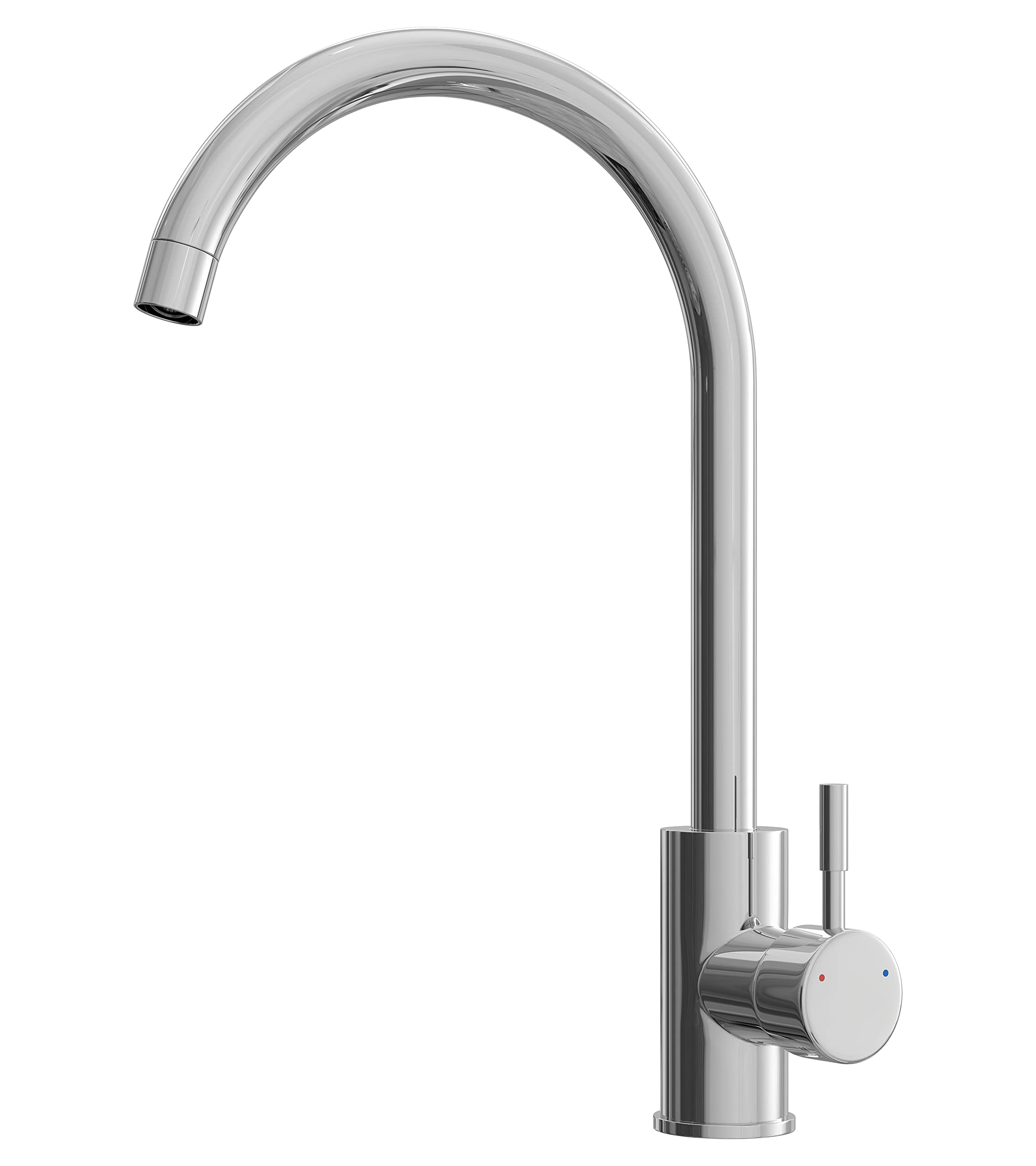 Hometric Kitchen Taps - 360º Swivel Swan Neck, Single Lever Kitchen Mixer Tap, Chrome Finished Stainless Steel Kitchen Sink Tap