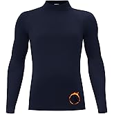 Poekuao Youth Boys Thermal Compression Shirt Long Sleeve Fleece Undershirt Athletic Base Layer for Soccer Football Baseball