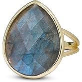 LDADAN Crystal Ring for Women, Natural Rose Quartz Green Fluorite Ring for Her, Teardrop Shape Gemstone Ring, Handmade rose quartz Jewelry Adjustable Ring.