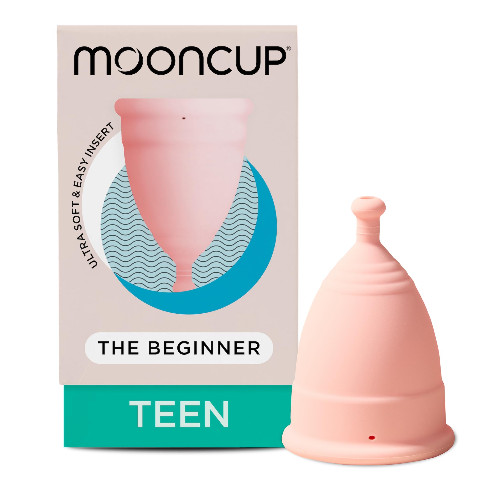 Mooncup® Beginner Menstrual Cup Reusable, Ultra Soft & Easy Insert, Great for Heavy Flow Periods, Size Teen, Age or Below (Pack of 1)