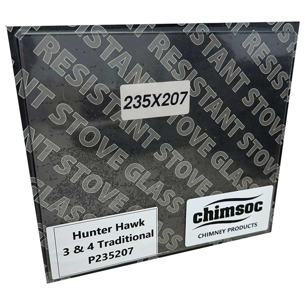 Chimsoc Replacement Stove Glass - Hunter 3 Traditional / 4 Traditional (235mm x 207mm Rectangular)