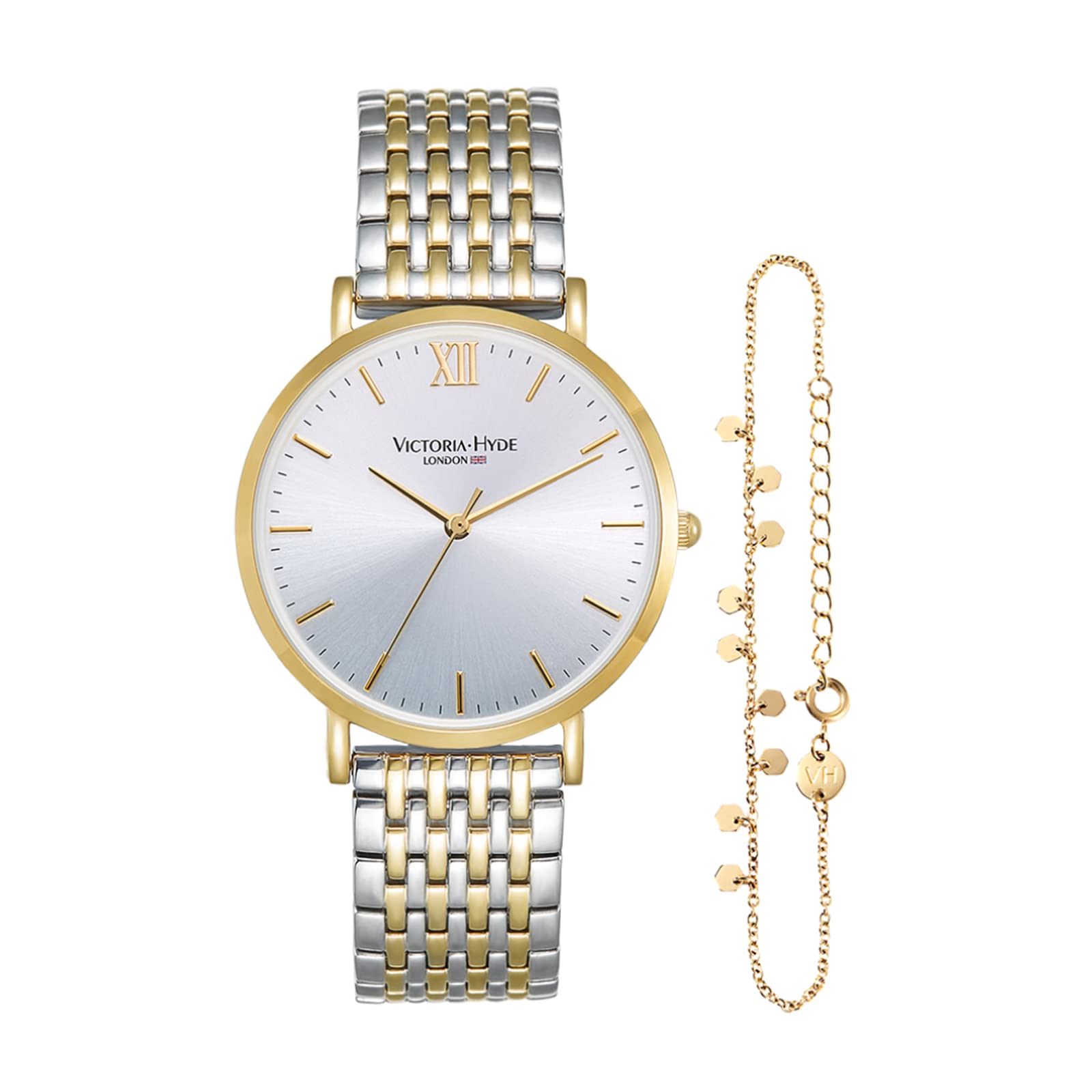 VICTORIA HYDE Ladies Watches Gold Analog Quartz Women Watch Stainless Steel Waterproof Wrist Watch Set with Bracelet (Gold)