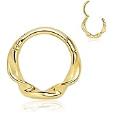 MOQIKAKA 16g Twist Septum Ring Hoops: Surgical Steel Nose Rings, Hinged Segment Nose Lips Helix Cartilage Clicker Hoop Earrings Daith Piercing Rings for Women Men 8mm 10mm
