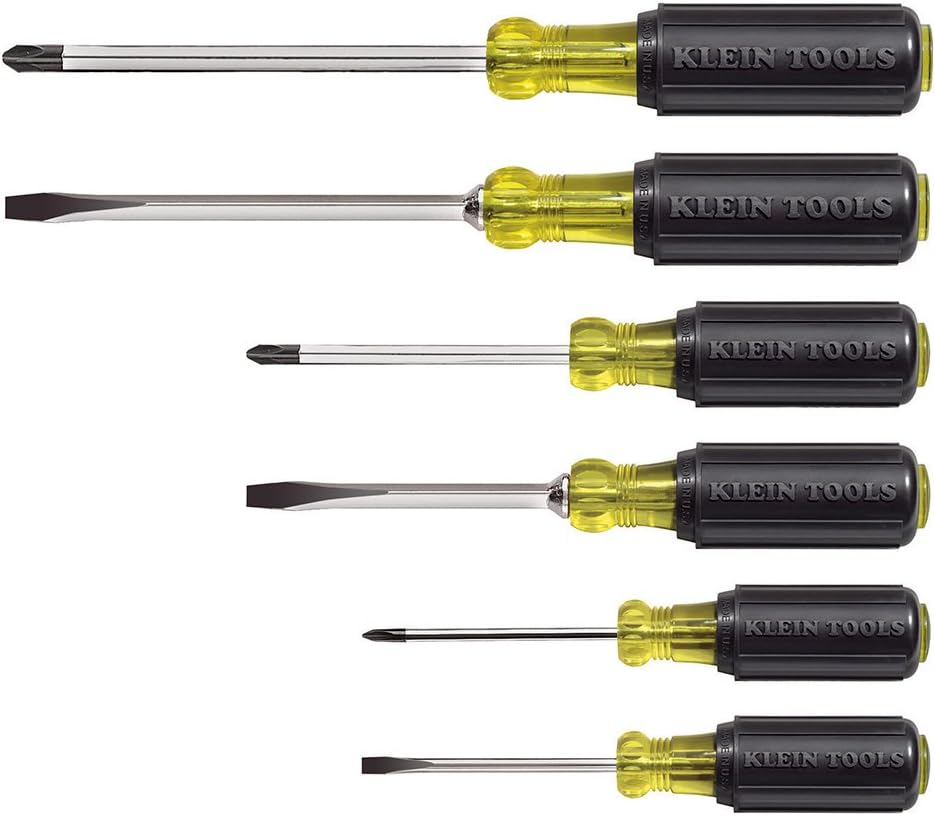 Klein Tools 85146 Screwdriver Set 6pcs Includes Magnetizer / Demagnetizer, 3 Slotted, 3 Phillips, Cushion Grip Comfort, Precision Machined - - 
