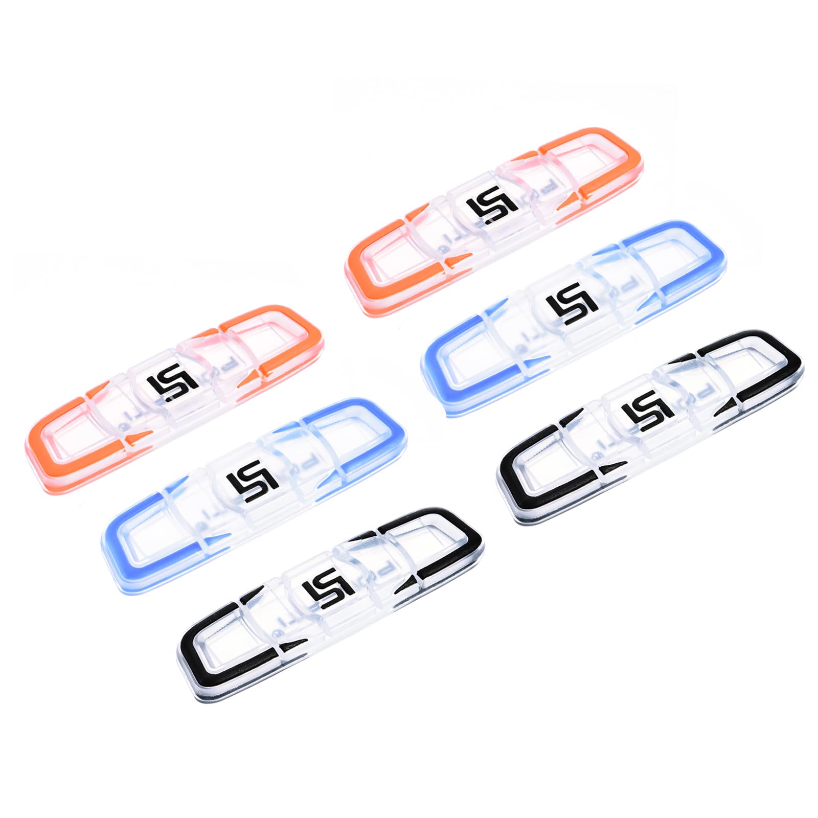 M METERXITY 6 Pack Tennis Racket Vibration Dampener - Shock Absorber, Silicone Racket, Apply to Tennis Racket (6.5cm, Black, Blue, Orange)