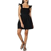 The Drop Womens Kari Ruffled-Shoulder Smocked Mini Dress