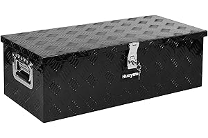 HUAYAW Aluminum Truck Tool Box, Heavy Duty Waterproof Truck Storage Organizer, Pickup Truck Bed RV Trailer with Side Handle, Lock and Keys (Black, 30-INCH)