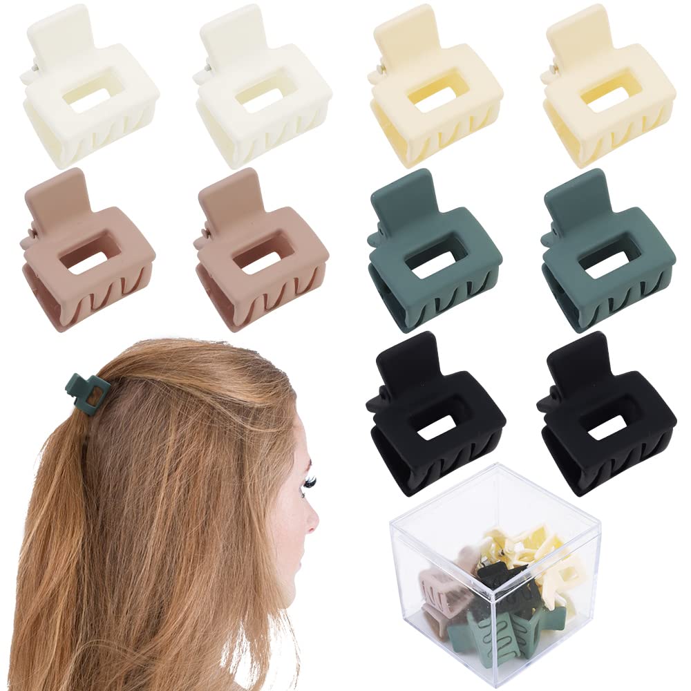 Photo 1 of Ahoney 10Pcs Mini Hair Clips: 1inch Matte Jaw Clips, Barrettes for Thin to Thick Hair - Cute Tiny Clips with Box (Neutral)