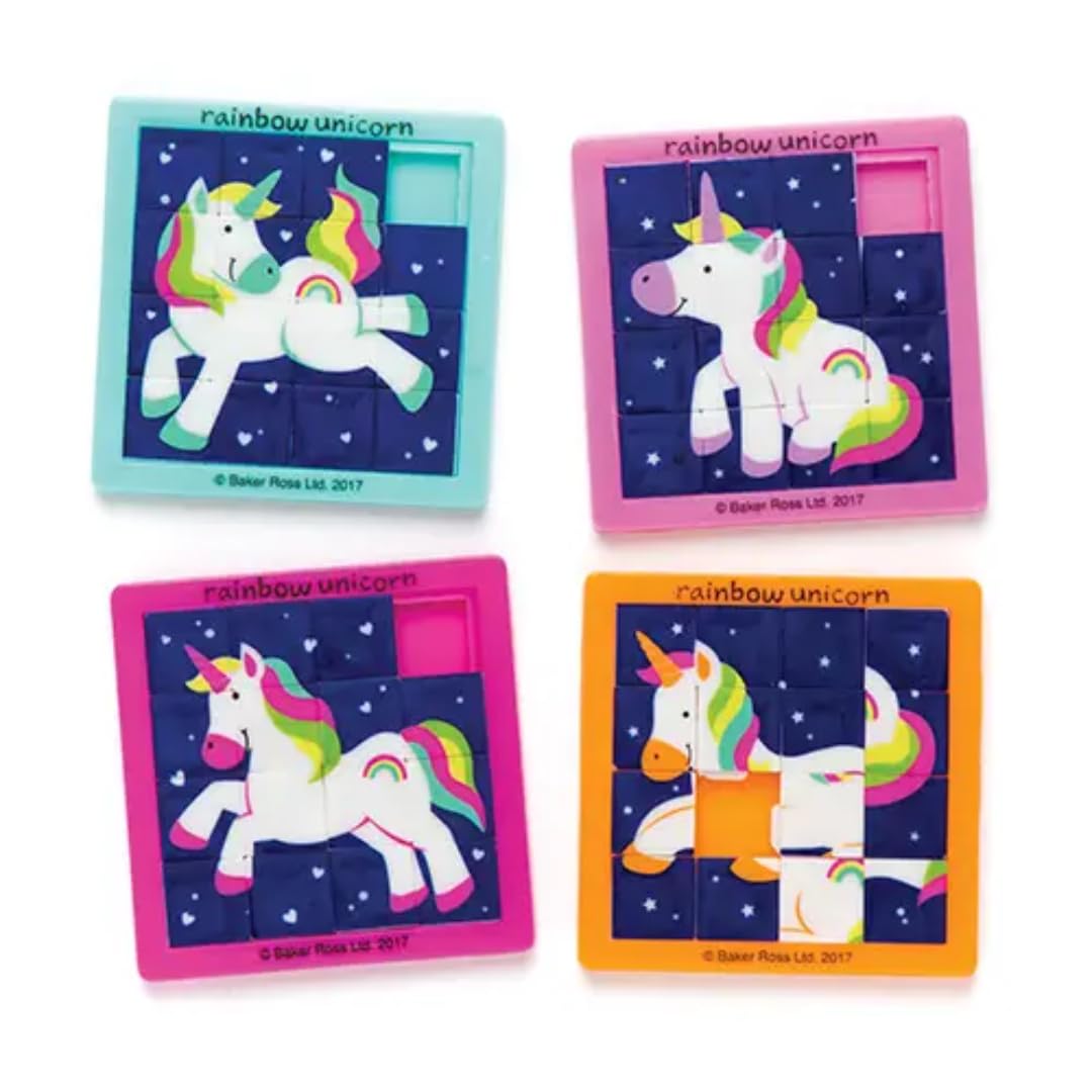 Baker Ross AR581 Rainbow Unicorn Sliding Puzzles (Pack of 4)