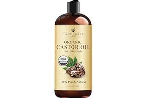 Handcraft Blends Organic Castor Oil 16 Fl Oz | 100% Pure and Natural | Premium Grade Carrier Oil | Hair, Eyelashes and Eyebrows | Hair and Body | Expeller-Pressed | Hexane-Free