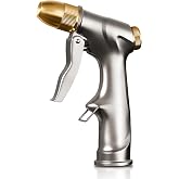 Flonexa Heavy Duty Metal Garden Hose Nozzle Sprayer with 4 Spray Patterns | Rust-proof metal,Jet/Mist/Flat/Cone patterns,High-pressure trigger,Ergonomic grip,Fits all hoses,for Lawns,Plants,Cars,Pets