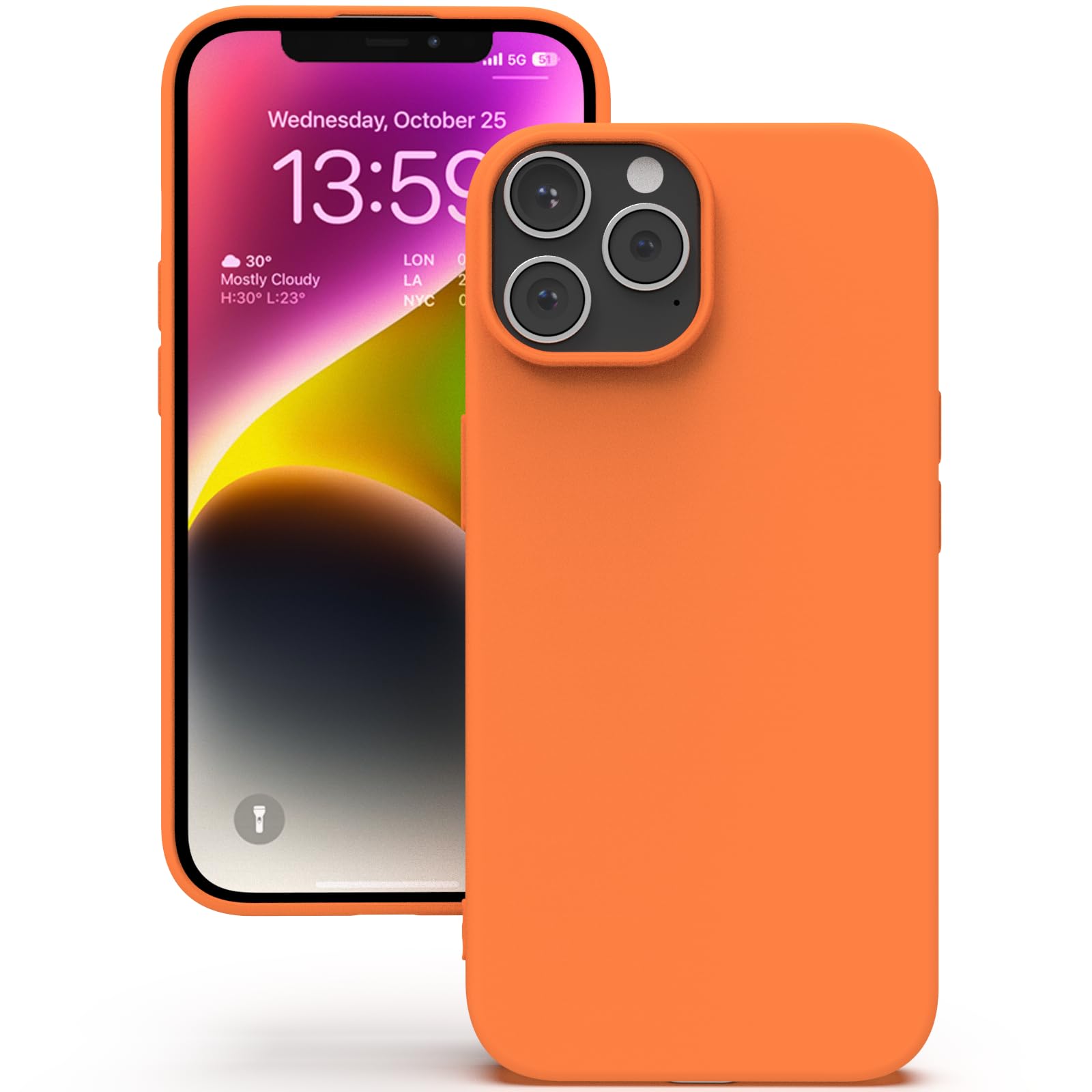YATWIN Silicone Case for iPhone 13 Pro Max, Soft-Touch, Shockproof, DustProof, Antiskid Full Body Armour Phone Cover for Apple iPhone 13 Pro Max - Orange