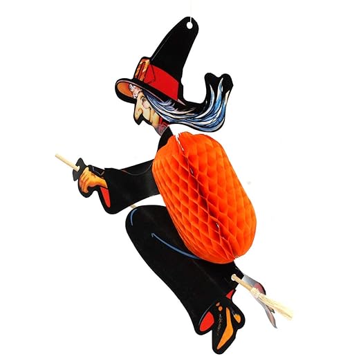 Solmore Halloween Spooky Night Witch Bat Tissue Hanging Paper Lantern Bars Party Decor 3