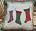 Tache Green Red Festive Christmas Holiday Hang My Stockings by The Fireplace Decorative Woven Tapestry Throw Pillow Cushion Cover, 2 Piece 16 x 16