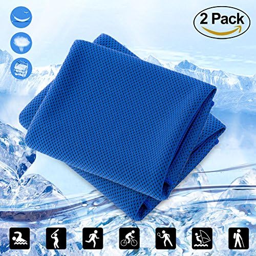 Cooling Towel Neck Wrap,Snap Cool Towel,Ice Towel Set 2 Packs,Soft Breathable Chilly Towel 40x12" for Sports,Yoga,Gym,Workout,Fitness,Pilates,Travel,Camping (Dark Blue)