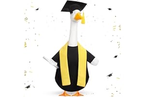 Graduation Porch Goose Outfit Plastic Lawn Goose Clothes with Graduation Cap and Gown Stoles Goose Statue Outdoor Patio Yard 